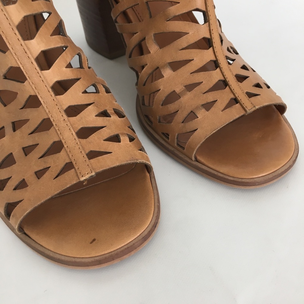 Vince Camuto Kevston Strappy Block-heel Sandals, Intricate Cutouts Brown Leather - Picture 5 of 11